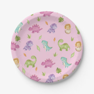 Assiettes En Carton Dinosaures Fête T-Rex Fille Anniversaire