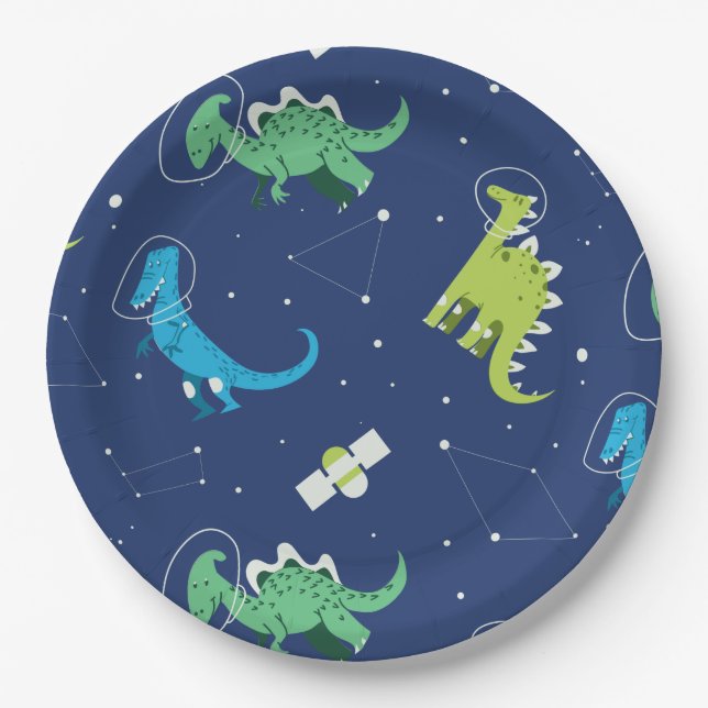 Assiettes En Carton Dinosaures Space dino enfants Motif Cadeau mignon  (Devant)