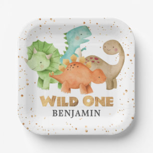 Assiettes En Carton Dinosaures Wild One Jurassic 1er Anniversaire