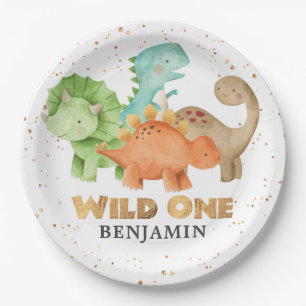 Assiettes En Carton Dinosaures Wild One Jurassic 1er Anniversaire Papi