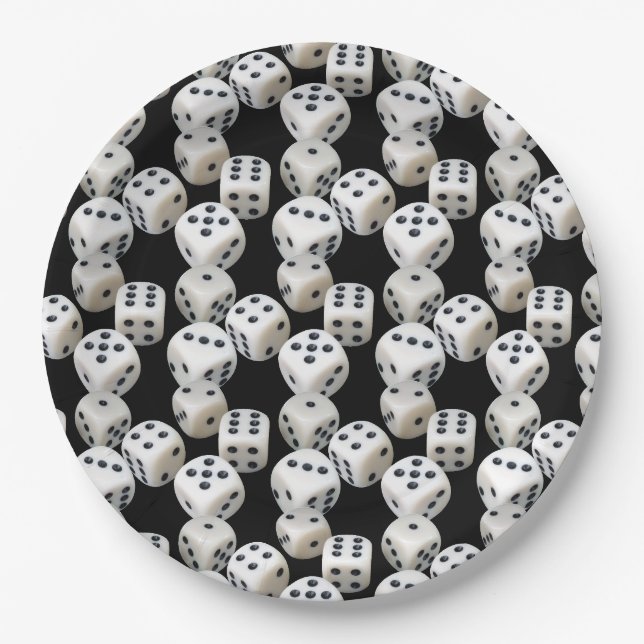 Assiettes En Carton Dinus blanc sur noir (Devant)