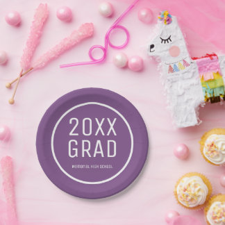 Assiettes En Carton Diplômé 2026, Nom de l'école Moderne Dégradé de Vi