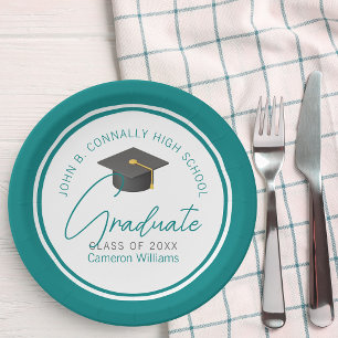 Assiettes En Carton Diplômé de la Chic Turquoise Graduate Party