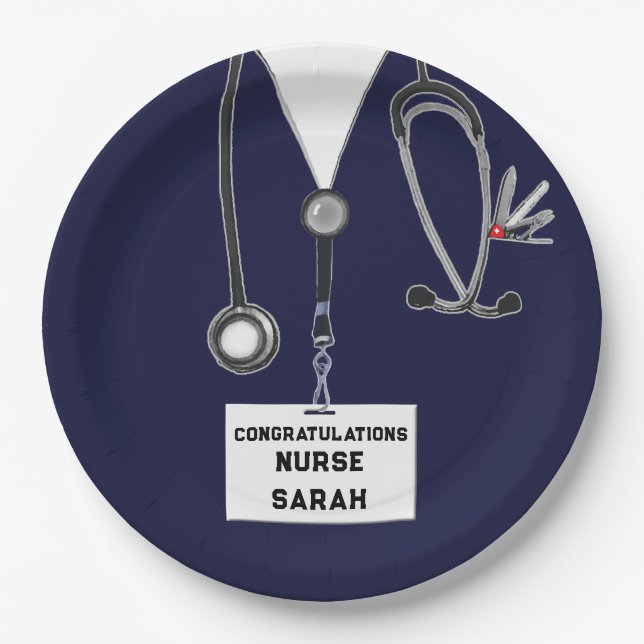 Assiettes En Carton Diplôme de l'école de soins infirmiers (Devant)