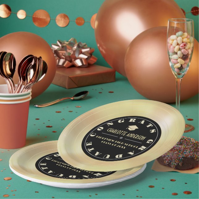 Assiettes En Carton Diplôme Gold Disc/Vinyl Record (Multi)