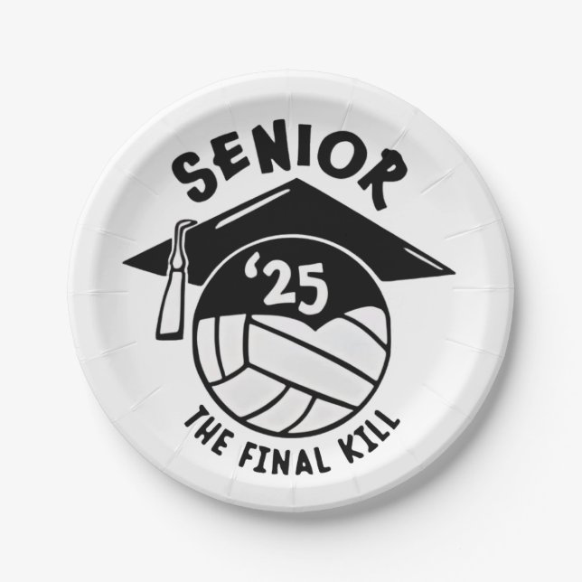 Assiettes En Carton Diplôme supérieur de volley-ball 2025 (Devant)