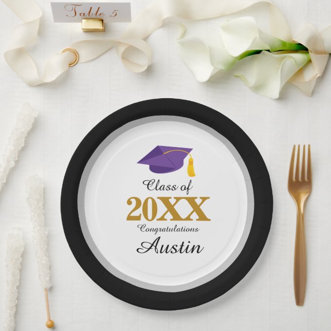 Assiettes En Carton Diplôme universitaire ou diplôme d'études secondai (Mariage)
