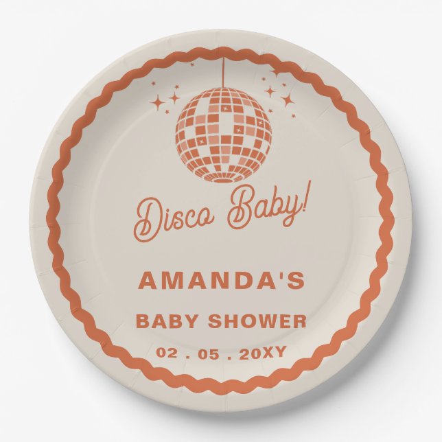 Assiettes En Carton Disco Baby Retro Baby shower Disco Super (Devant)