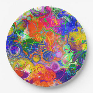 Assiettes En Carton Disco Ball Electricity Fluid Art