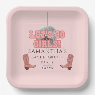 Assiettes En Carton Disco Cowgirl Let’s Go Girls Bachelorette Party