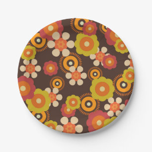 Assiettes En Carton Disco les années 70 60s Retro Flowers Pop Culture