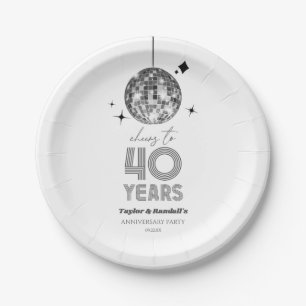 Assiettes En Carton Disco Soirée Mariage de 40 ans