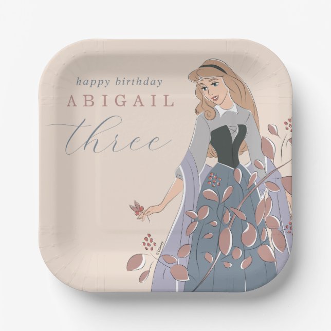 Assiettes En Carton Disney Princess Aurora | Anniversaire floral (Recto)