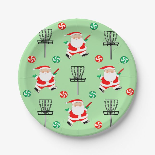 Assiettes En Carton Disque Golf Noël (Devant)