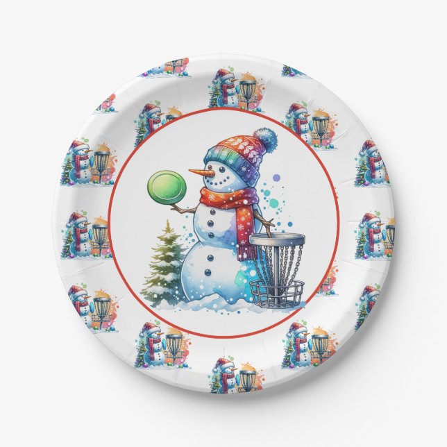Assiettes En Carton Disque Golf Thématique fête de Noël (Devant)