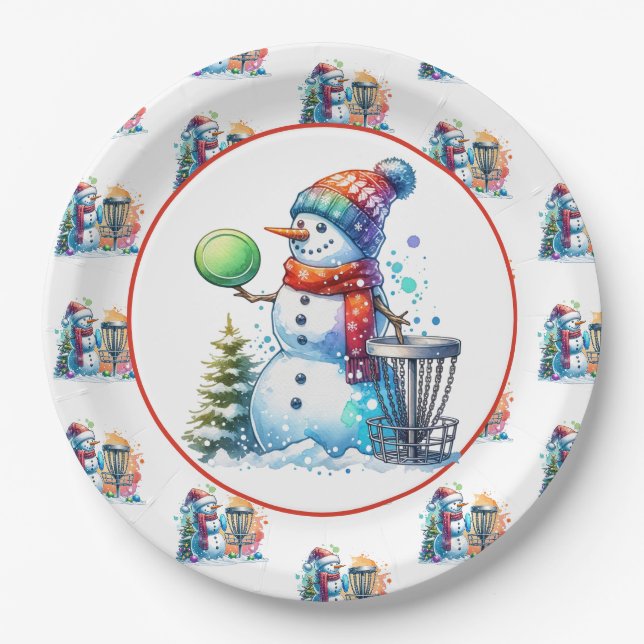 Assiettes En Carton Disque Golf Thématique fête de Noël (Devant)