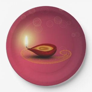 Assiettes En Carton Diwali Diya - Plaque papier