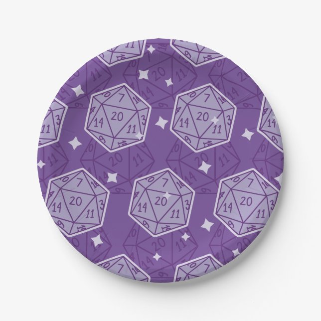 Assiettes En Carton DnD Party Dungeons & Dragons D20 Dice (Devant)