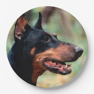 Assiettes En Carton Doberman Pinscher dans les bois