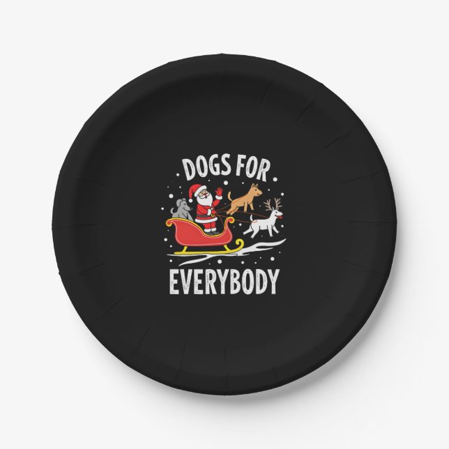 Assiettes En Carton Dogs For Everybody Santa Funny Christmas Xmas (3) (Devant)