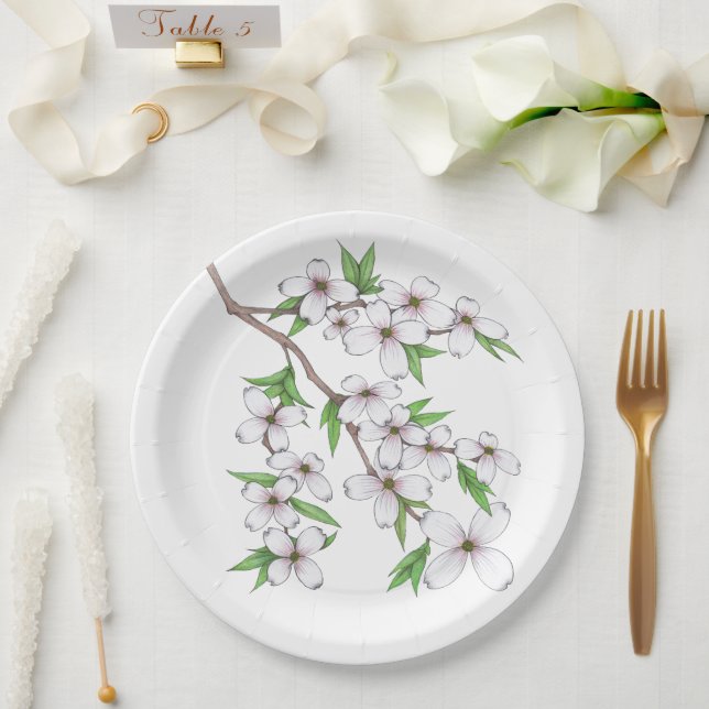 Assiettes En Carton Dogwood (Mariage)