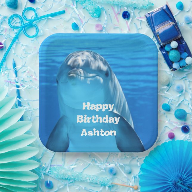 Assiettes En Carton Dolphin Birthday Backyard Pool Party (Fête)