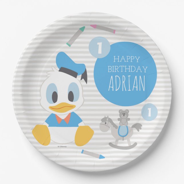Assiettes En Carton Donald Duck | Premier anniversaire (Devant)