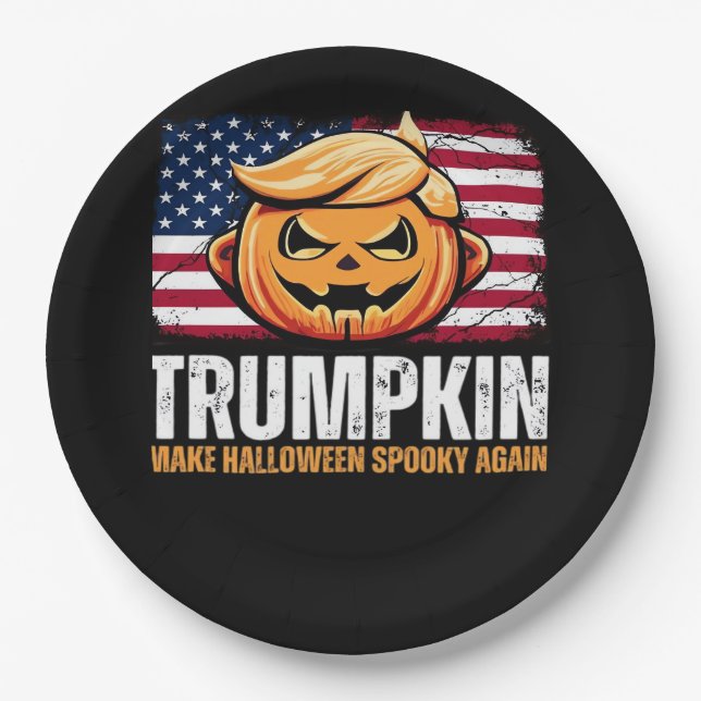 Assiettes En Carton Donald Halloween - Trumpkin rendre Halloween Éffra (Devant)