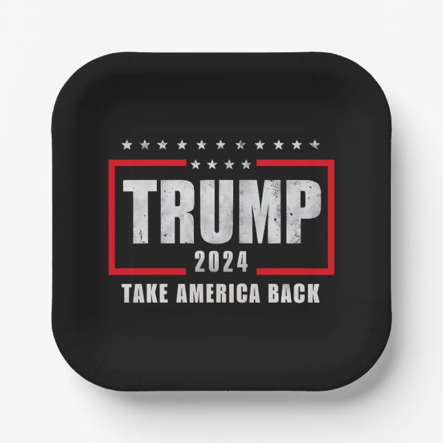 Assiettes En Carton Donald Trump 2024 redonne l'élection américaine (Recto)