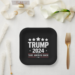 Assiettes En Carton Donald Trump 2024 Reprenez l'Amérique Élection