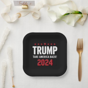 Assiettes En Carton Donald Trump 2024 Reprenez l'élection de l'Amériqu