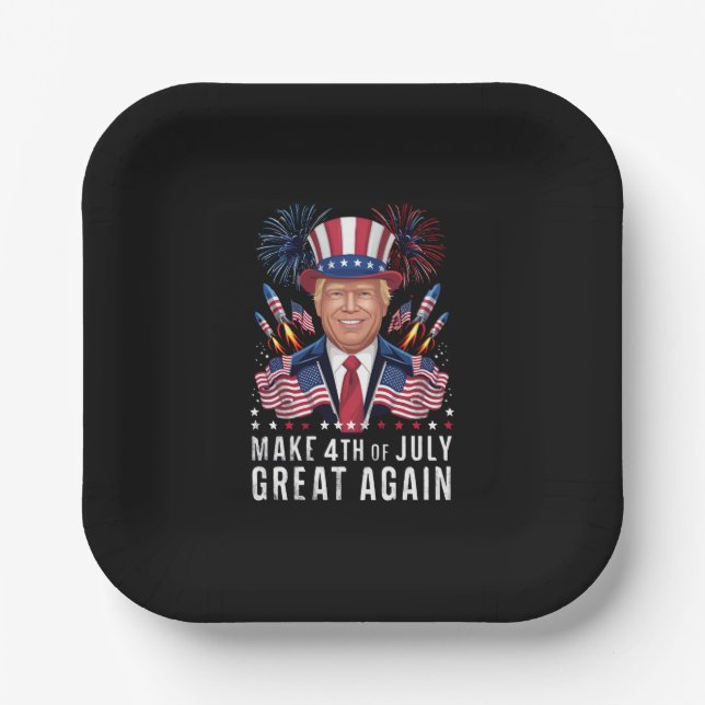 Assiettes En Carton Donald Trump 4 juillet sa grandeur (Recto)
