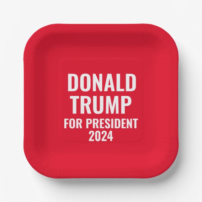 Assiettes En Carton Donald Trump à la présidence 2024 (Recto)