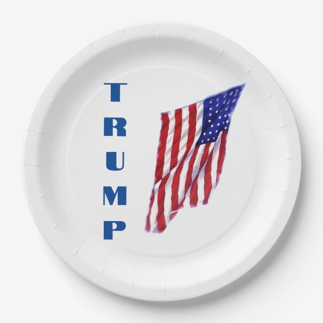 Assiettes En Carton Donald Trump American Flag Pop Art (Devant)