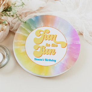Assiettes En Carton DONNA Police de caractères Rétro Tie Dye Fête d'an