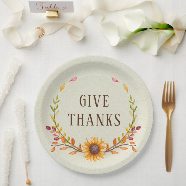 Assiettes En Carton Donnez Merci Russe Boho Sunflower Thanksgiving (Mariage)