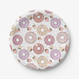 Assiettes En Carton Donut avec couleur d'anniversaire coloré 