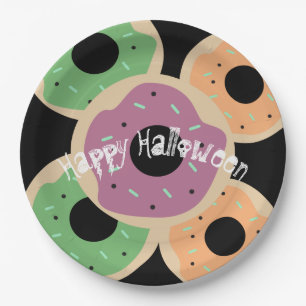 Assiettes En Carton Donut givré Halloween et paillettes