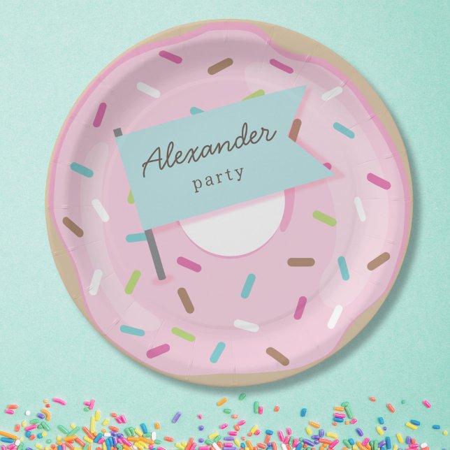 ASSIETTES EN CARTON DONUT ROSE (Créateur téléchargé)