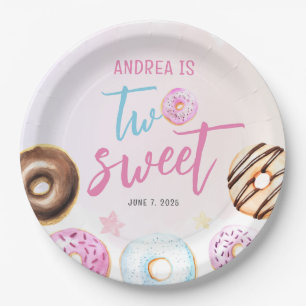 Assiettes En Carton Donut Two Sweet Girl 2e anniversaire