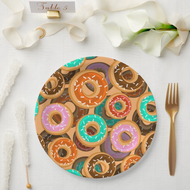 Assiettes En Carton Donuts avec Motif d'arrosage (Mariage)