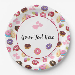 Assiettes En Carton Donuts et Coeurs colorés et savoureux