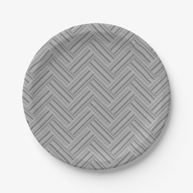 Assiettes En Carton Double blanc de Grey stripes (Devant)
