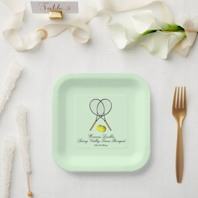 Assiettes En Carton Doubles de tennis Green (Mariage)
