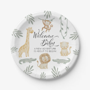 Assiettes En Carton Douce Aquarelle Safari Jungle Bienvenue Baby Showe