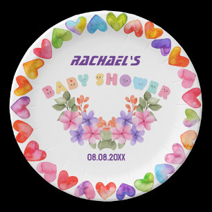 Assiettes En Carton Douce Baby Shower Fille Fleurie Rose