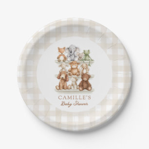 Assiettes En Carton Douce Baby Shower Gingham Animaux