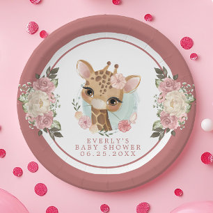 Assiettes En Carton Douce Baby Shower Girafe Florale 