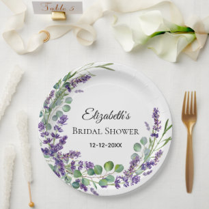 Assiettes En Carton Douce Bohème Lavande Eucalyptus Baby Shower de Mar