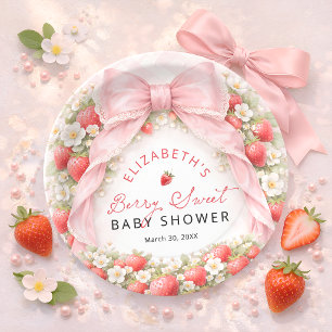 Assiettes En Carton Douce Coquette aux Fruits Rouges Baby Shower